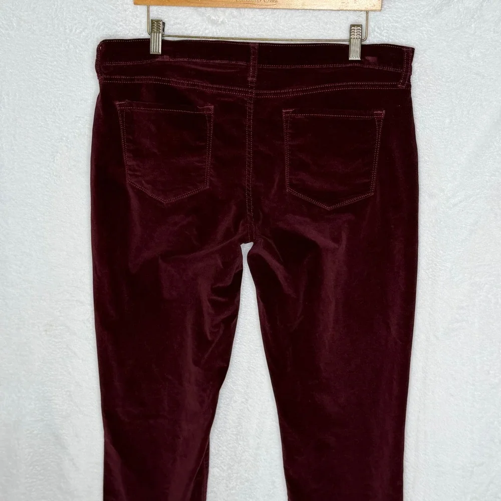 Banana Republic Womens 31/12R Burgundy Velvet Skinny Fit Pants Stretch Holiday